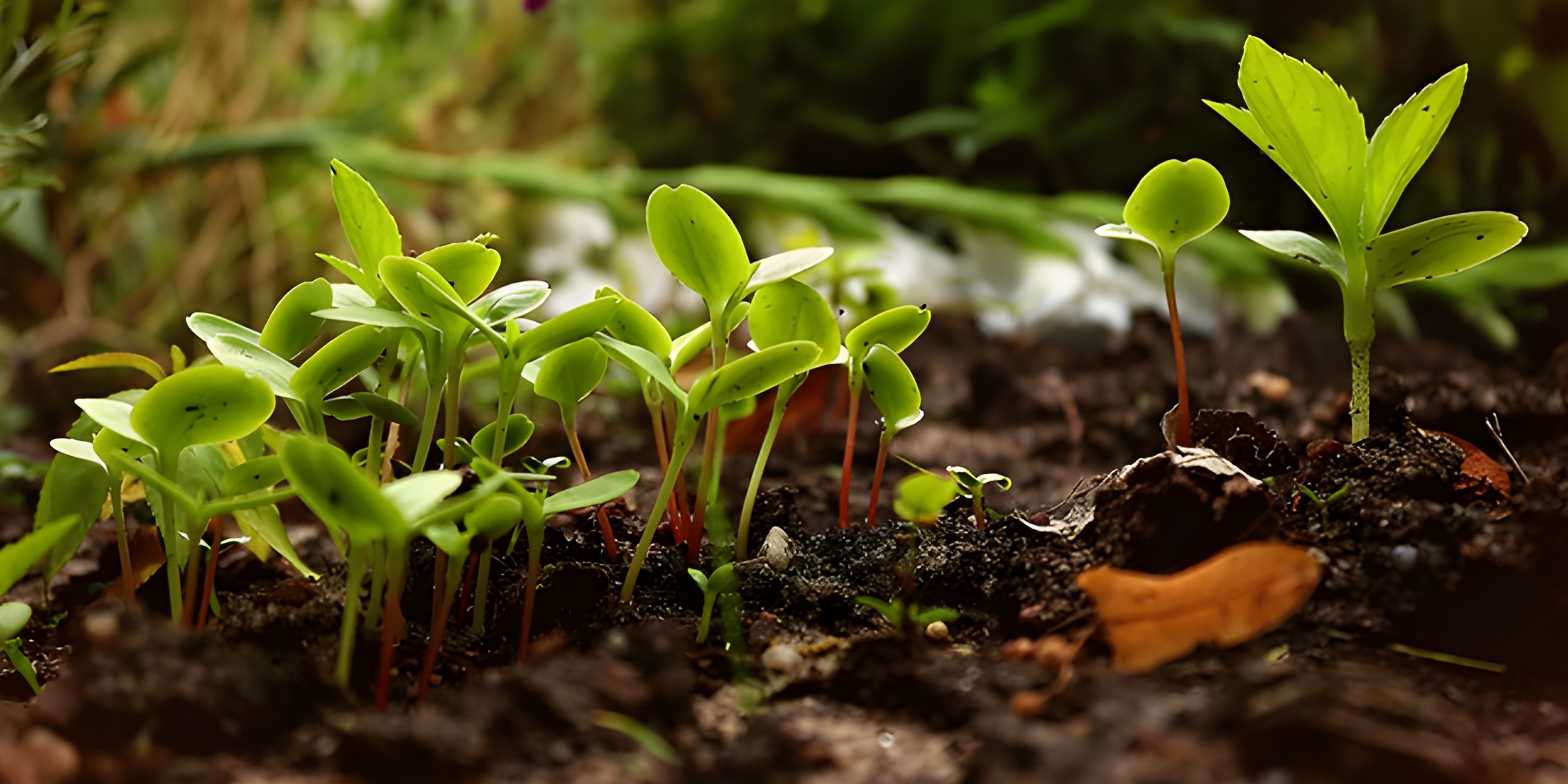 Se muestra unos tallos de planta en un reciente estado de crecimiento.